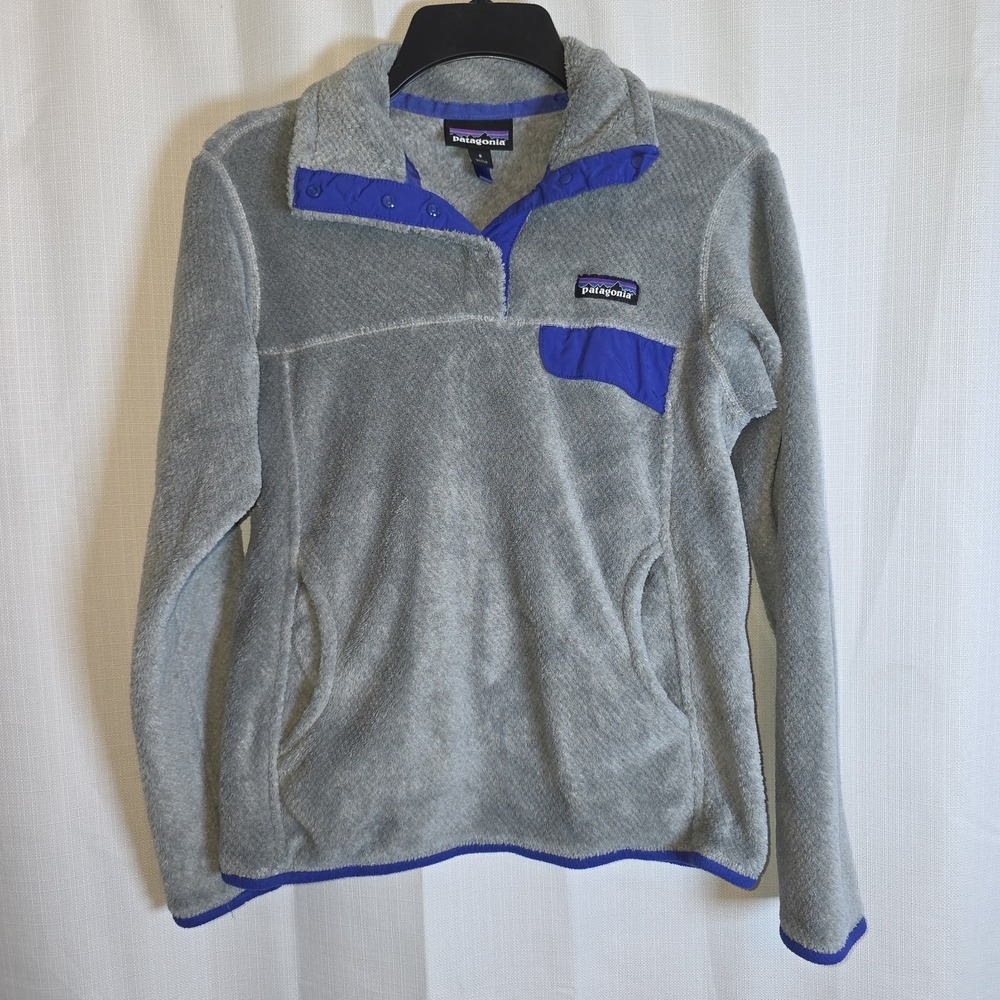 Patagonia Jacket Synchilla Snap T Fleece Sweater Pullover Gray Blue Womens Small